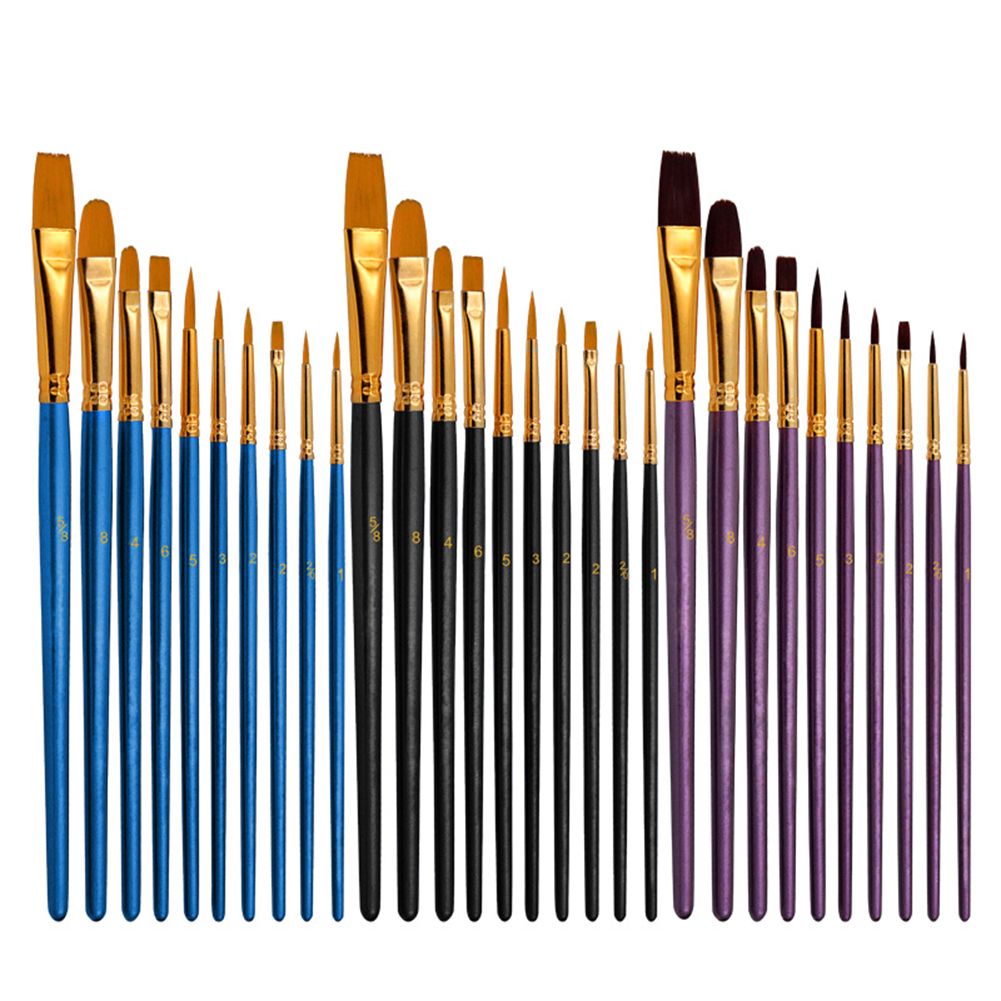 10pcs/set Nylon Paint Brush Art Watercolor Acrylic Painting Pen Wooden Handle Painting Brushes Art Supplies Stationery