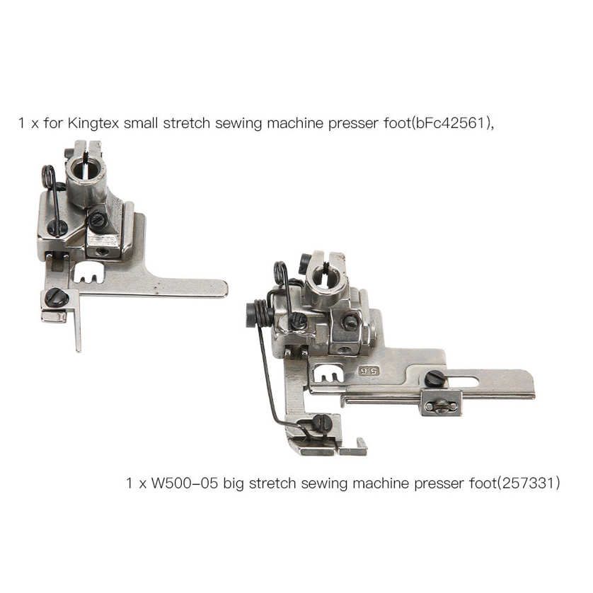 2Pcs Stretch Sewing Machine Presser Foot 5.6 Stitch Durable Anti‑Rust Accessories for Kingtex Small/W500‑05 Big