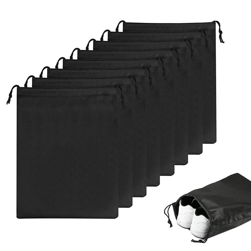 OIMG 8 Pcs Shoes Bag Cover Shoes Black Waterproof Anti-Dust Storage Portable Bags For Travel Sports