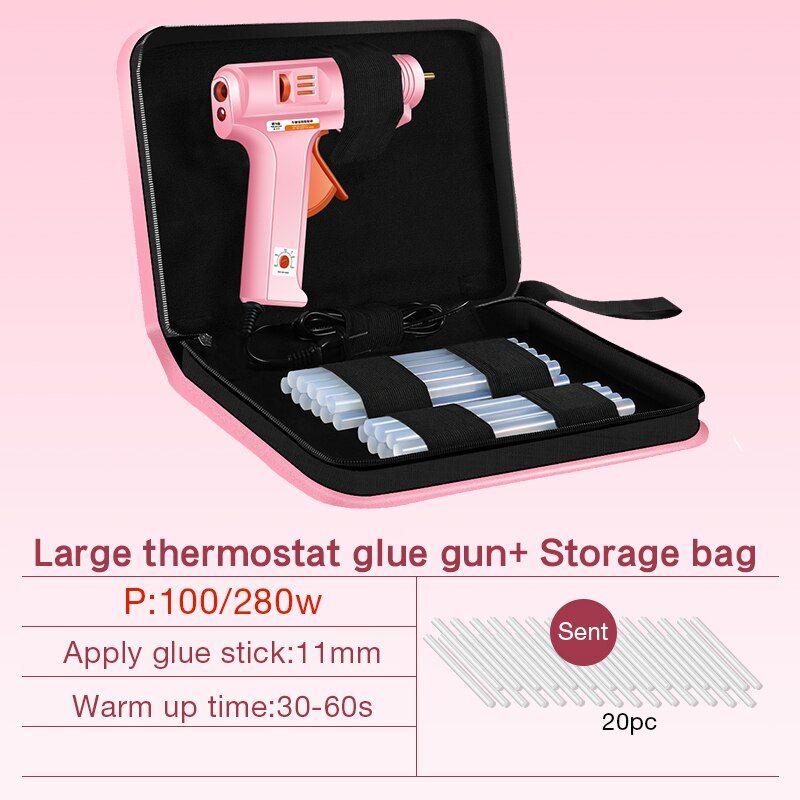 AI-ROAD 70W/280W Hot Melt Mini Pink Glue Gun Professional Industrial Home DIY Repair Tools With 7/11MM Glue Sticks And Bag