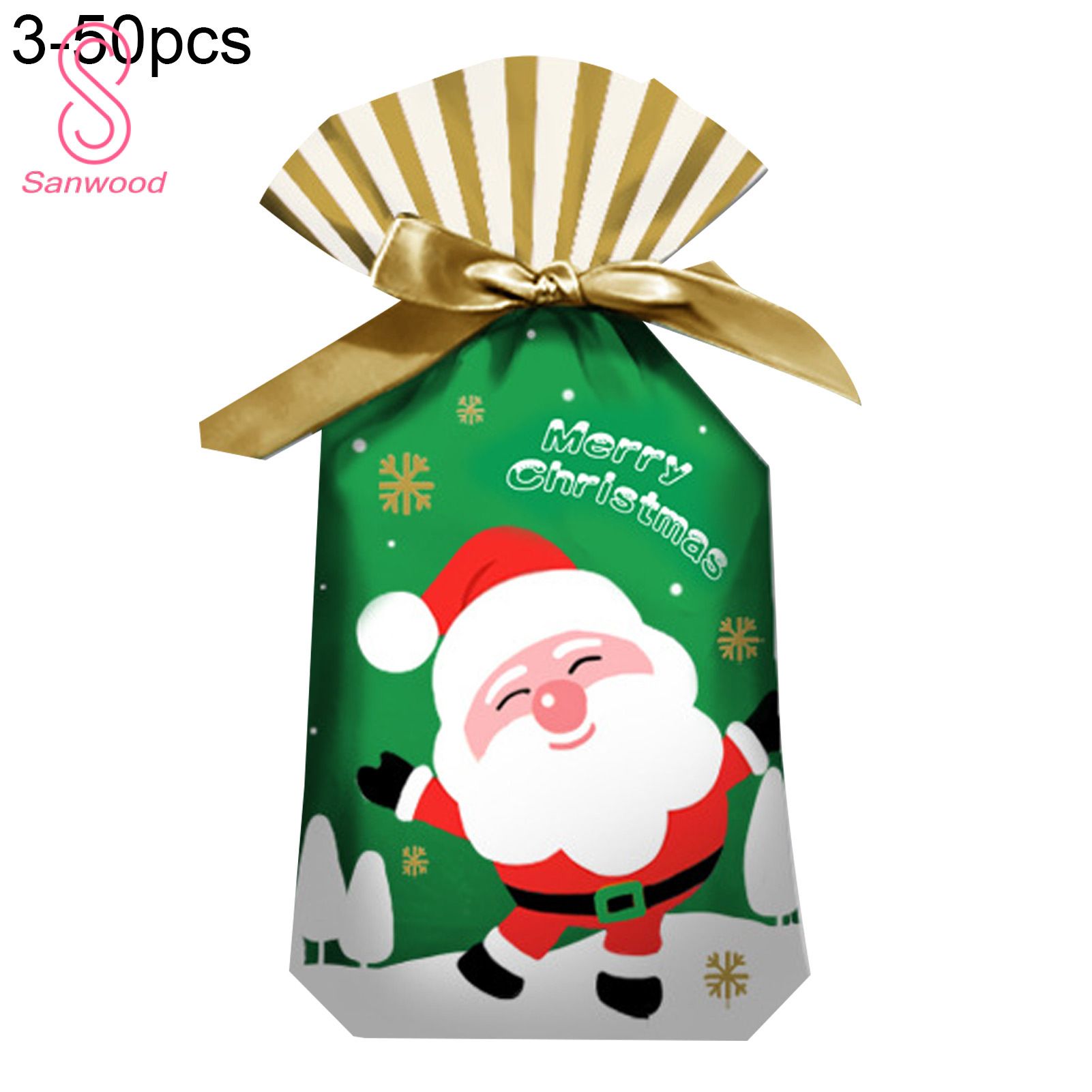 50Pcs/Set Adorable Candy Bag Wide Application PEVA Christmas Gift Drawstring Pouch for Party