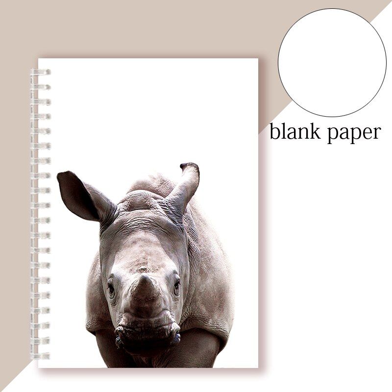 Safari Baby AnimalsLion Elephant GiraffeSpiral Notebook Writing Note Book Art PrintPoster Modern Nordic Notepad For Kids Gift