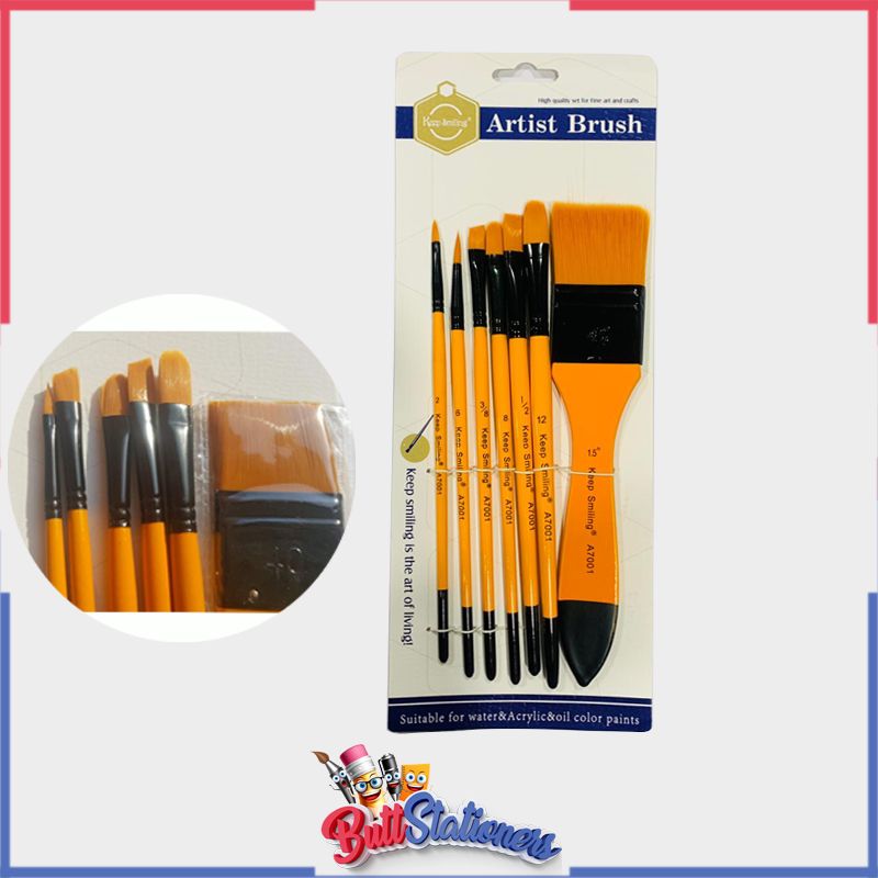 Keep Smiling Artist Paint Brush Set Of 7 Pcs (M-A7001)
