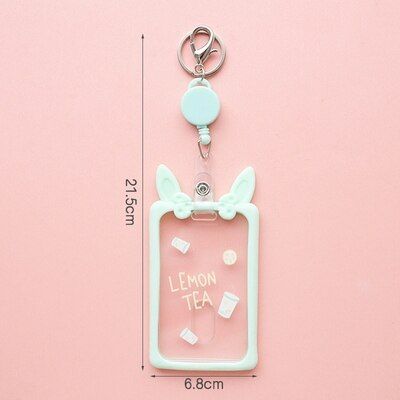 Silicone Transparent Retractable Card Holder Girl Student Clear ID Card Keychain Badge Holder
