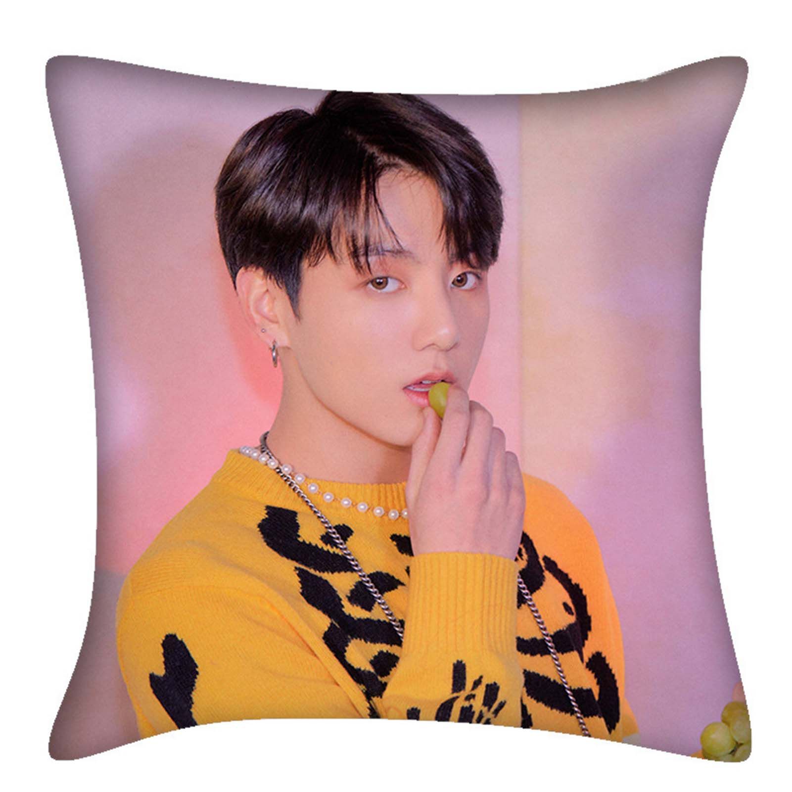 Ehousehold BTS Member Printing Soft Square Sofa Cushion Cover Case Home Ornament Decor