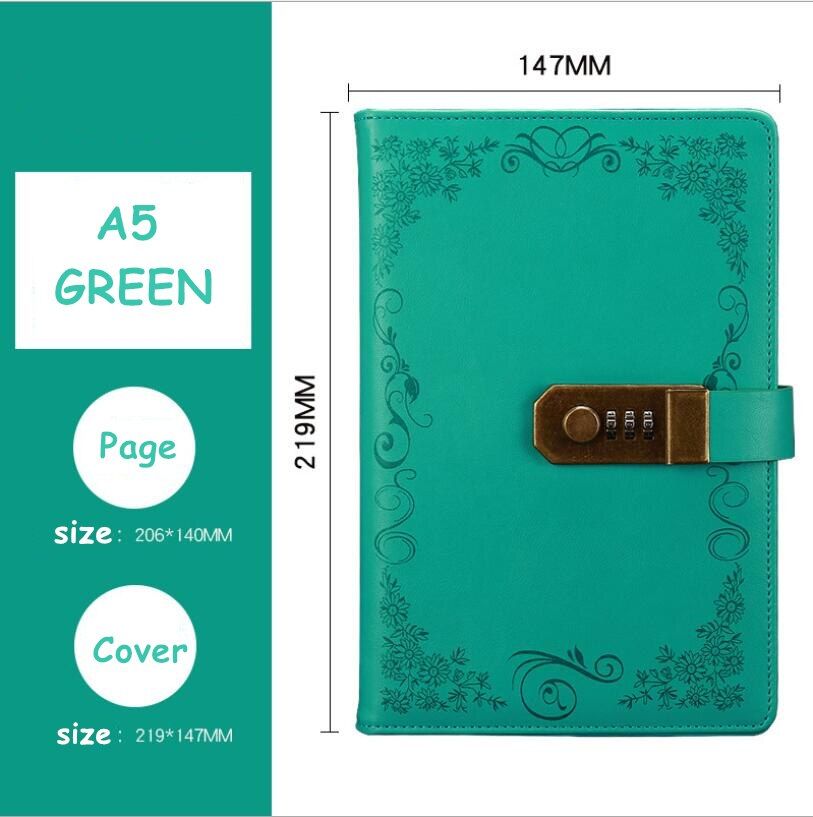 A5 Notebook Diary With Lock School Vintage Lockable Paper PU Leather Note Book Traveler Journal Weekly Planner Stationery Gift