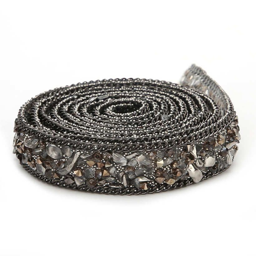Crystal Rhinestone Chain Gravel Ribbon Clothes Shoes Decoration Accessories 1.5cm Width