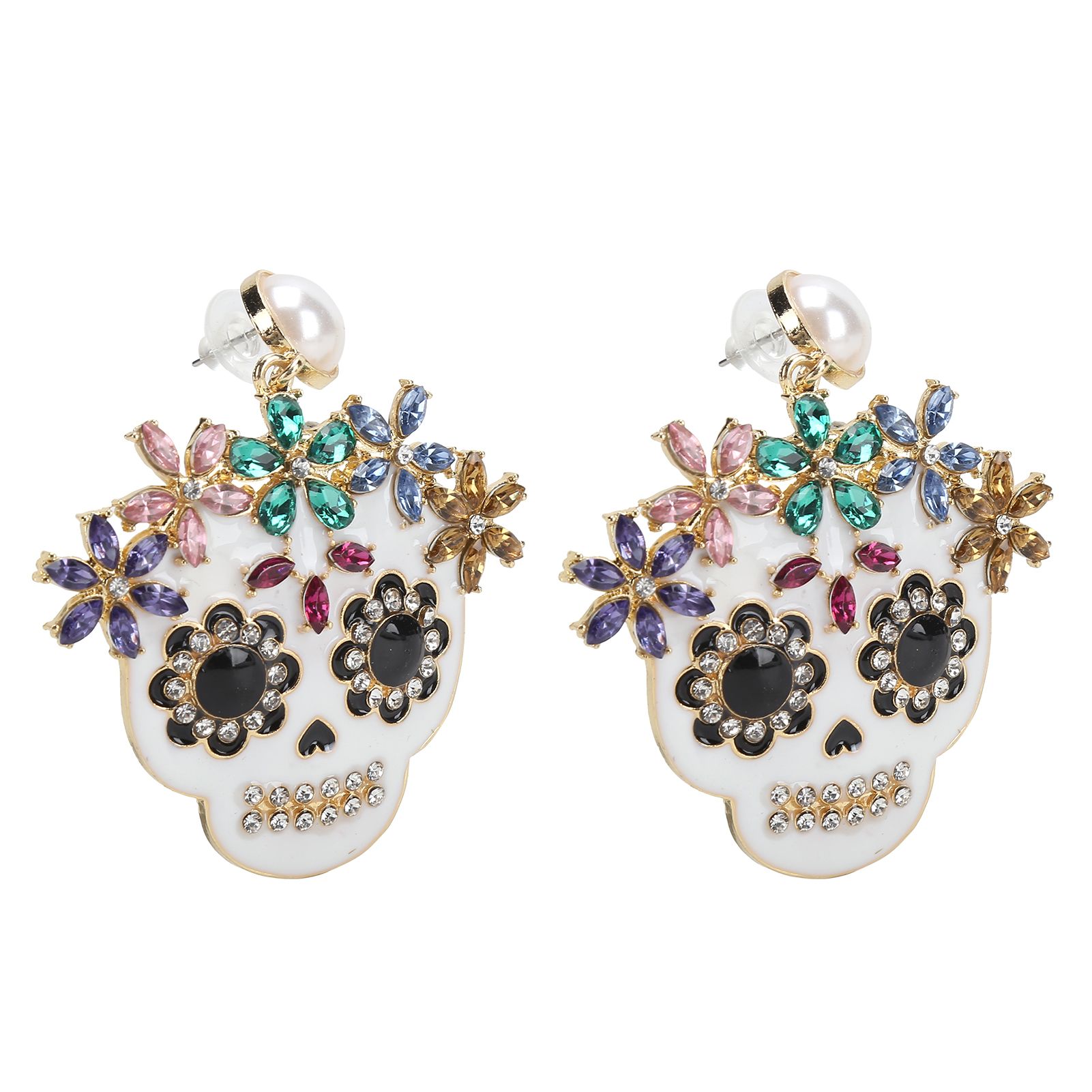 Skull Dangle Exaggerated Style Fashionable Earrings Jewelry Earring for Daily Dress Up
