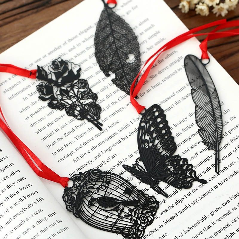 1pc Diy Retro Metal Bookmarks Butterfly Blackbird Gift Bag Korean Stationery Elegant Mosaic