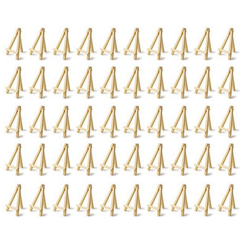 BRADOO-50Pcs Kids Mini Wooden Easel Art Painting Card Stand Display Holder Drawing for School Student Artist Supplies 16X9cm