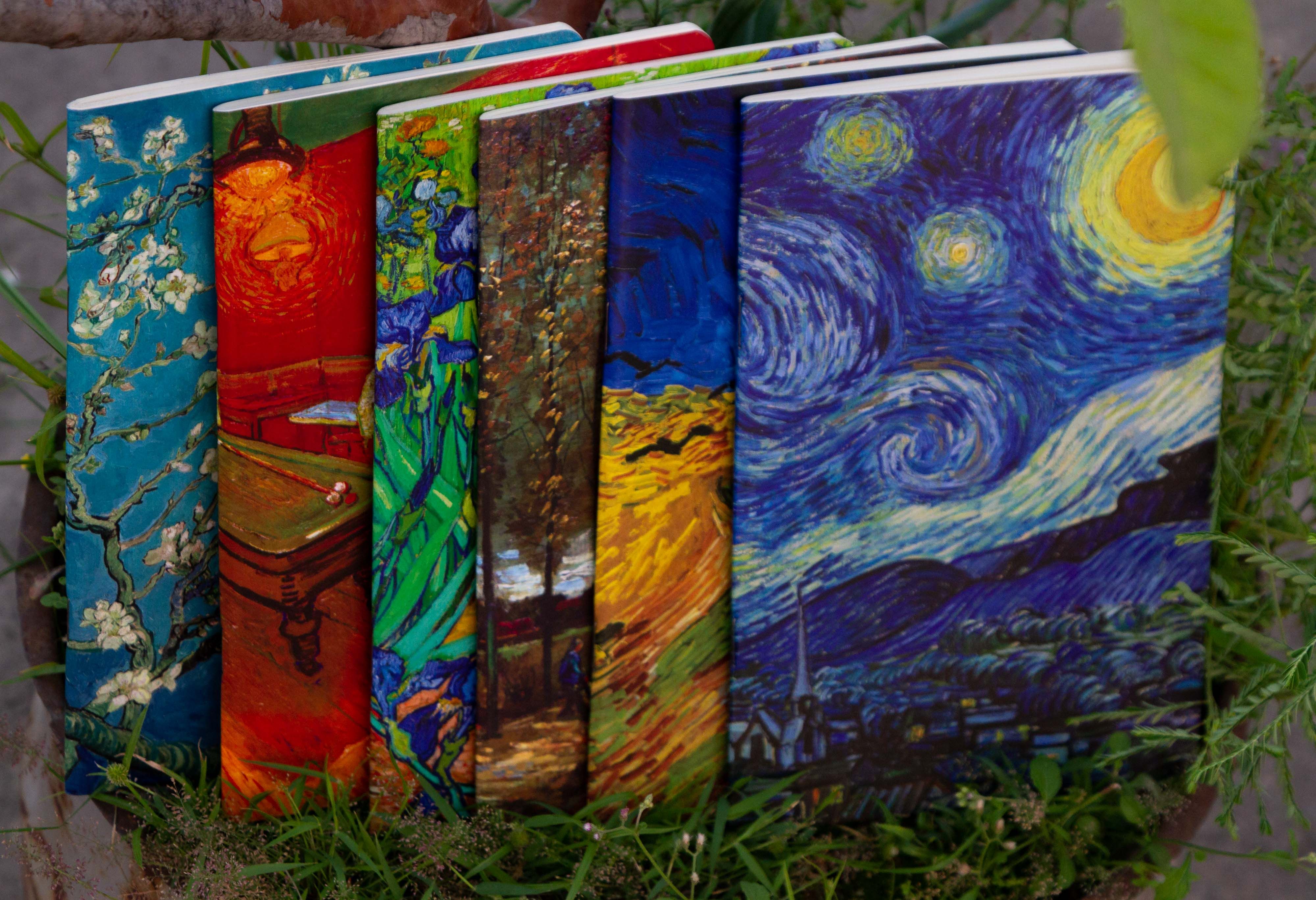 Sevendaysnotes Starry Night, Almond Blossoms, Irises, Poplars near Nuenen, The Night Cafe, & Wheatfield with Crows Notebook 6-Pack