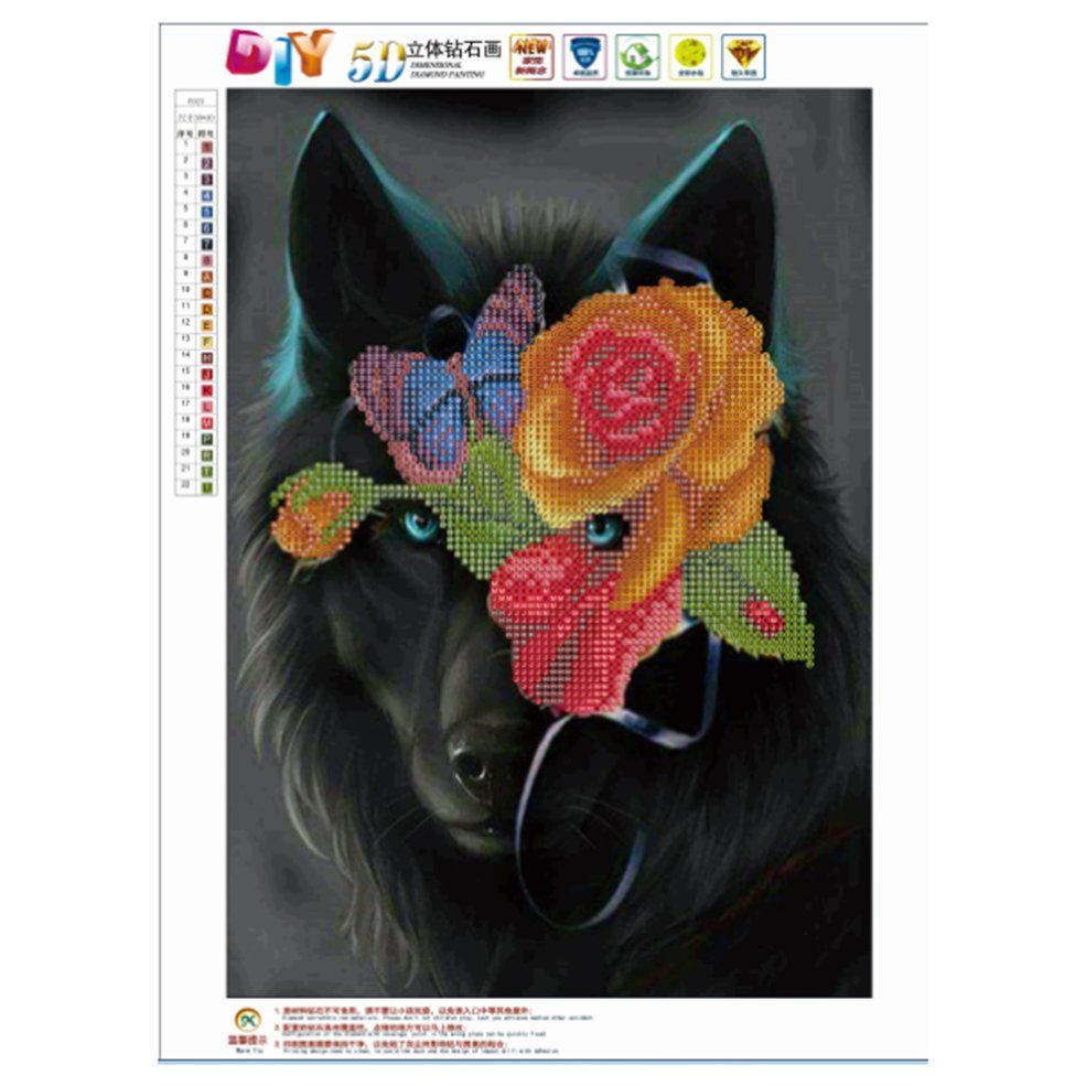 Wolf Pattern Full Drill 5D Resin Diamond Cross Stitch DIY Diamond Painting-multi-color wolf