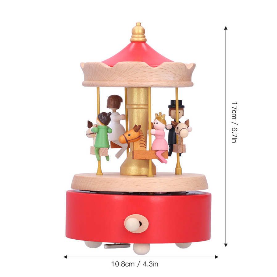 Music Box European Style Wooden Horse Shaped Musical Art Craft Birthday Gift Decoration