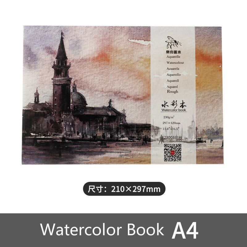 Aowen 20 Sheets Watercolor Book 230g Hand-painted Medium Coarse Grain Solid Watercolor Paper Painting Book Cover Random(null)