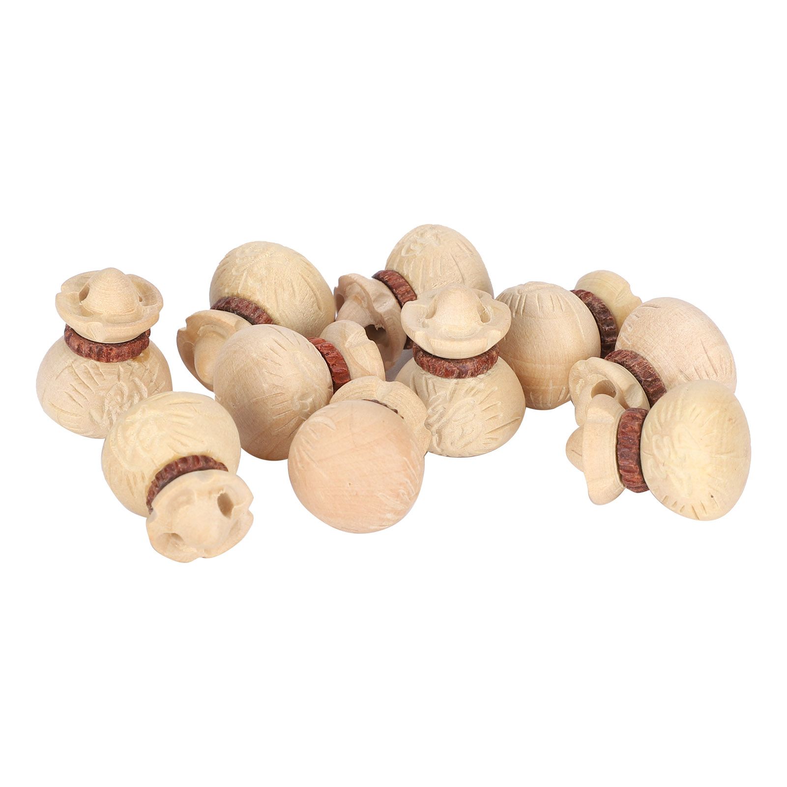 10Pcs Boxwood Carving Accessories Lucky Bag Pendant DIY Hand‑Made Supplies