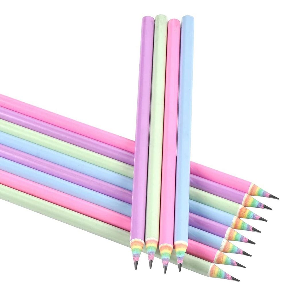 Eco-Friendly Wood & Plastic Free Rainbow Recycled Paper 2 HB Pencils for School and Office Supplies,12-Pack