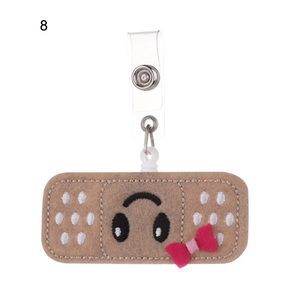 1PC Bandage Style Retractable Nurse Cloth Badge Reel Clip Smiley  Students Name Holder ID Card Badge Holder Anti-Lost Clip