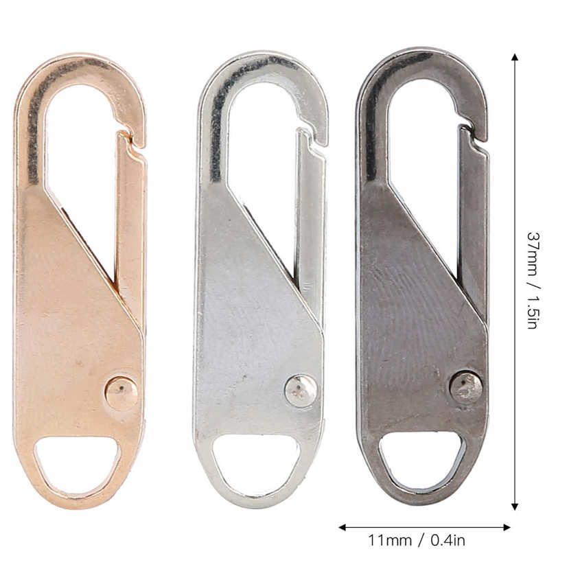 12pcs Detachable Alloy Spring Zipper Puller Slider Head Accessory for Case Bag