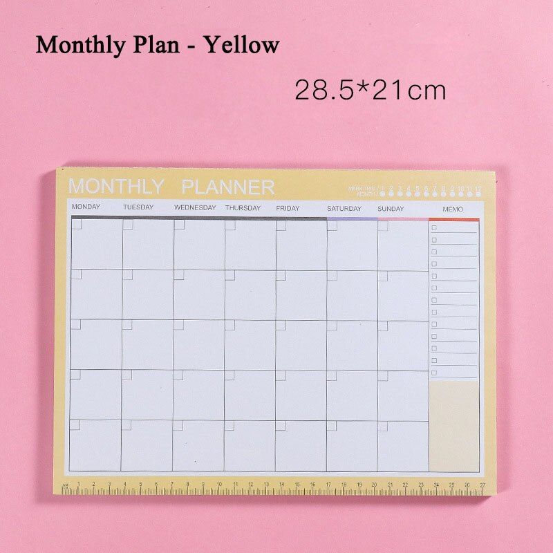 EZONE A4 Monthly Plan Notebook Weekly Plan Notebook Table Planner Schedule Book Simple Style Adhesive Memo Pad Office Stationery