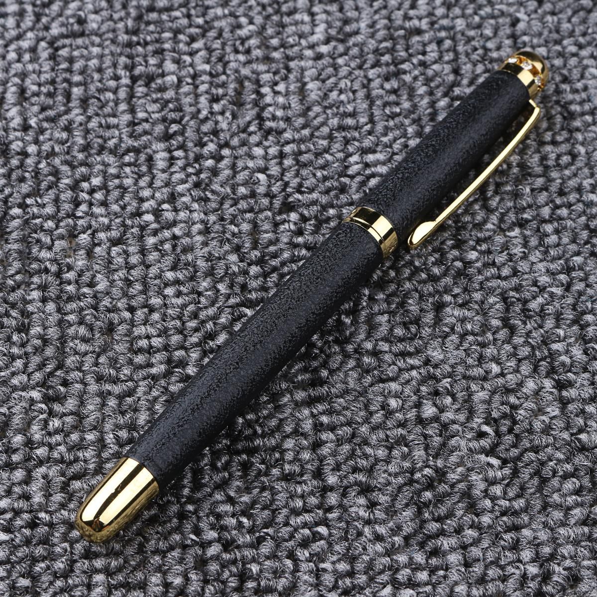 2PCS Hero 9120 0.5mm Scrub Metal Fountain Pen Writing Gift Fine Nib Students Office Black -
