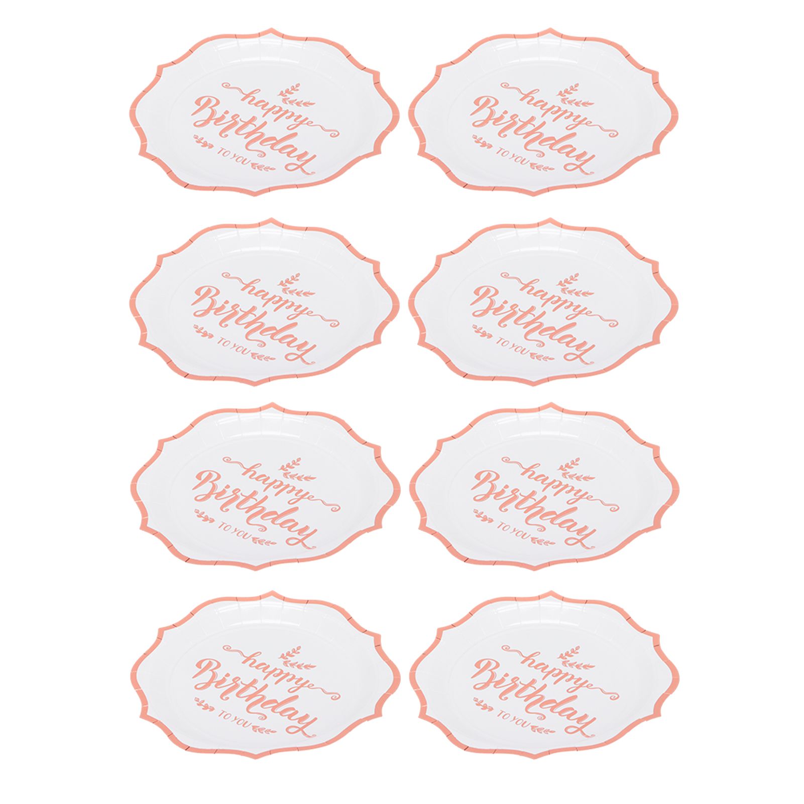 Birthday Plates Dinnerware Decorations Supplies Rose Gold Party Paper Cups Happy 8Pcs for