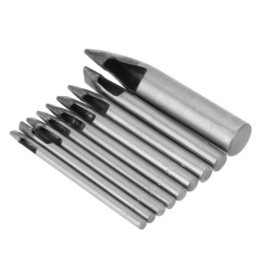 2mm 9pcs/set Leat r Oval Shape Steel Hole Punch Kit Cutter Hollow DIY Tool
