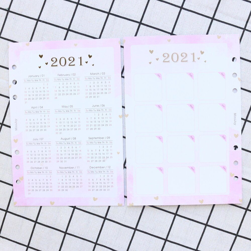 2020  macaron office school spiral notebooks stationery,cute personal binder weekly planner agenda organizer,rose gold,A5A6