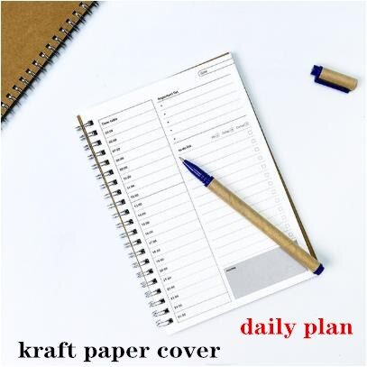 Spiral A5 Planner Notebook  Agenda 2020 2021 Daily Weekly Monthly Kraft Paper Organizer Back To School Office Stationery Gifts
