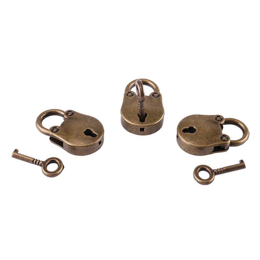 3pcs/set Old Vintage Antique Style Mini Archaize Padlock Key Lock and Crafts