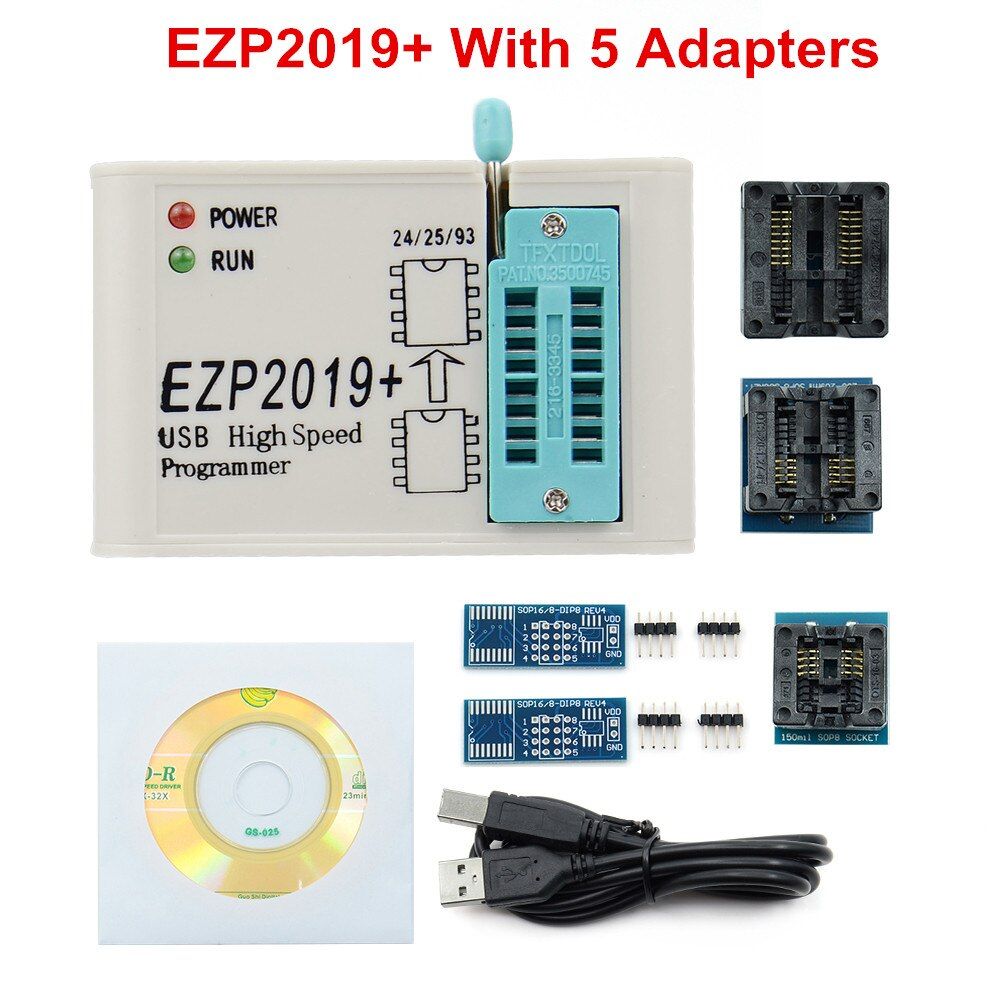 est Version EZP2019 Full Set High-Speed USB SPI +12 Adapter Test Clip Sop8/16 Support 24 25 93 EEPROM Flash Bios Chip