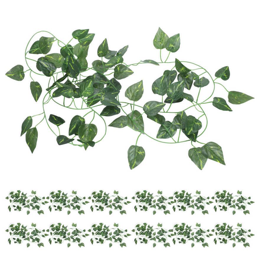 Liu Xing 12Pcs Plastic Rattan DIY Green Leaf Decoration for Fence Swing Door Wedding Party