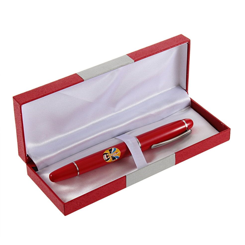 Chinese Style Classic China Red Opera Mask Rollerball Gel Ink Pen Gift Boxed-red