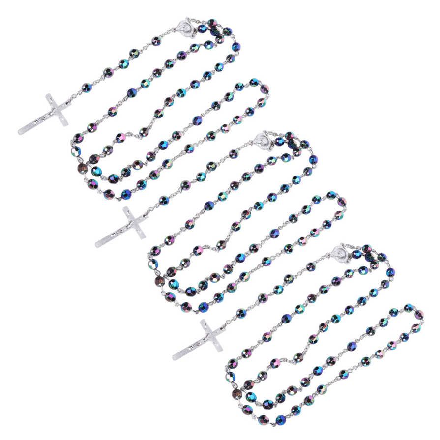 Crucifix Necklace 3pcs Religious Pendant Hand‑Made Jewelry Decoration for Men Women Birthdays Gift