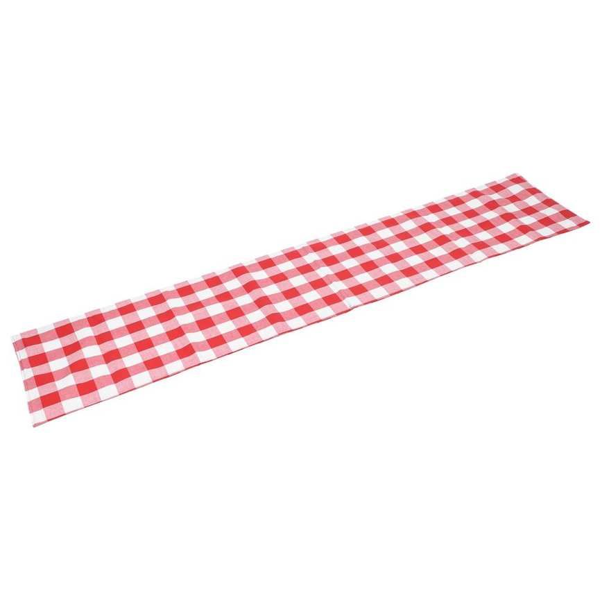 Plaid Cloth Tablecloth Double Layer Table Cover Decorative Home Decoration Red + White 14x72in