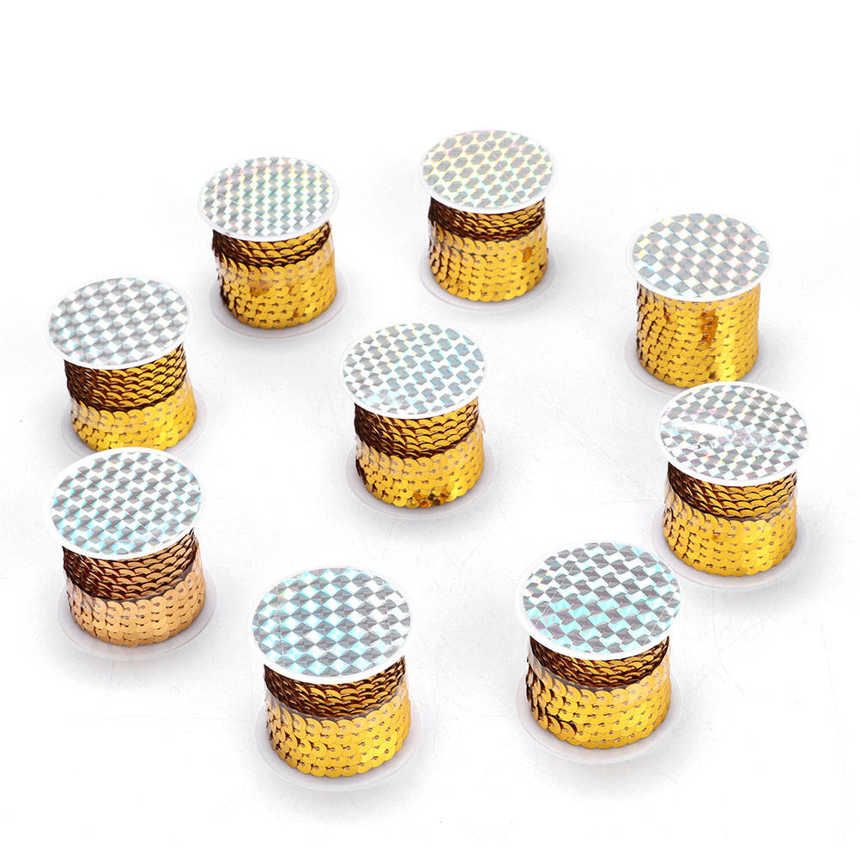 9 Rolls Sequin String 6mm Art Craft PVC Cloth Auxiliary Decorative Accessory 5Yard <br/>