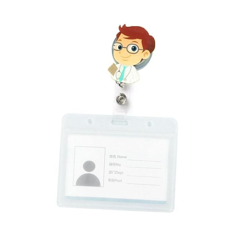 1Pc Retractable Badge Scroll Nurse  Cartoon Plastic Badge Holder Belt Clip Id Name Tag Waterproof Card Holder