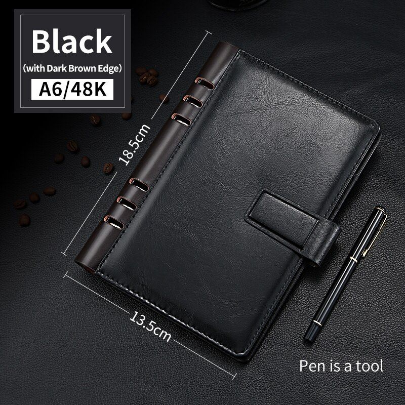 A5 B5 A6 Business loose-leaf release binder Notebook Diary Leather Cover Journals Agenda Planner customized notebook with logo(null)