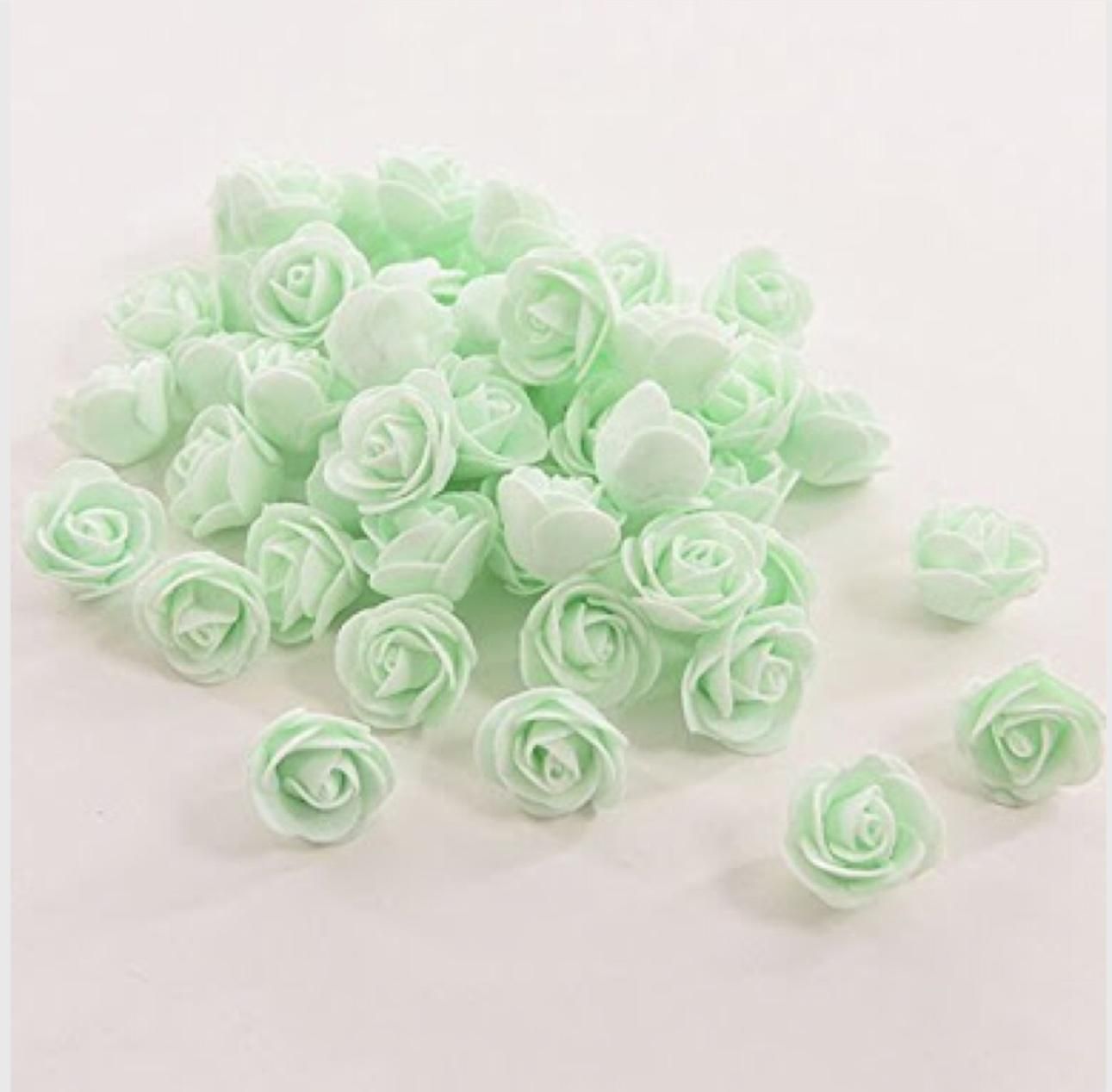 Light Green PE Foam Rose Head Artificial Flower - 50 pieces pack