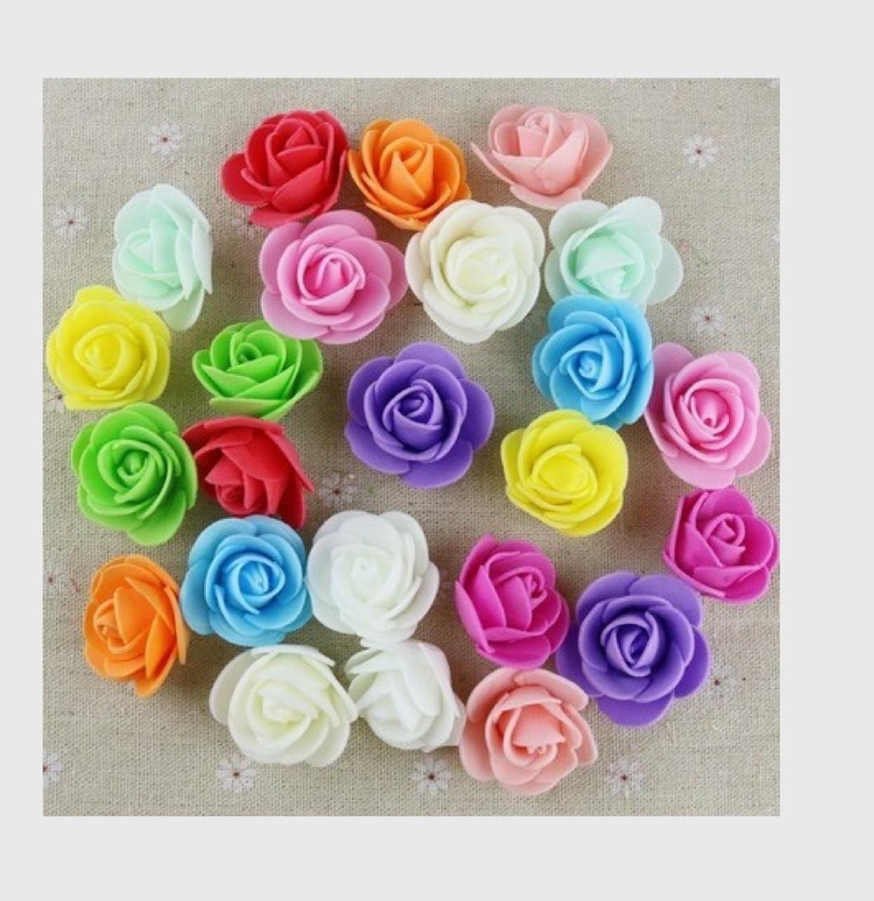 Multicolor PE Foam Rose Head Artificial Flower - 20 pieces pack