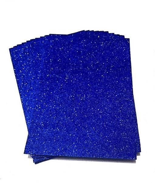 10 pcs Set of Blue Glitter Foam Sticker Sheet - A4