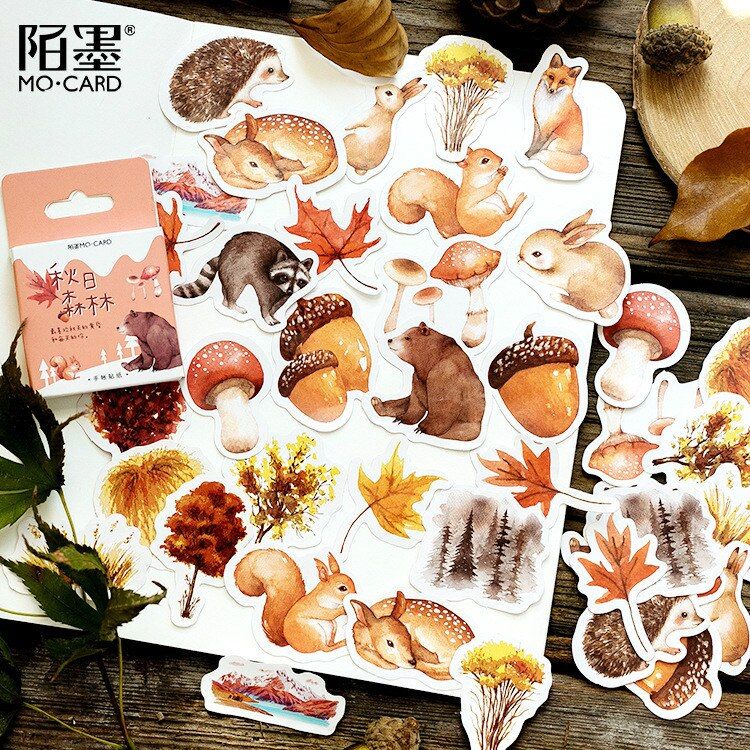 45Pcs/set kawaii bookmarks fashion cute Forest elk pattern Diary stickers planner Christmas decorations office accessories