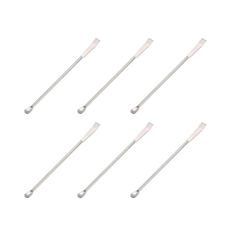 JAERBEE Lab Mini Scoop 6 PCS Stainless Steel Sampling Reagent Spoon Laboratory Double Head Spatula 125mm