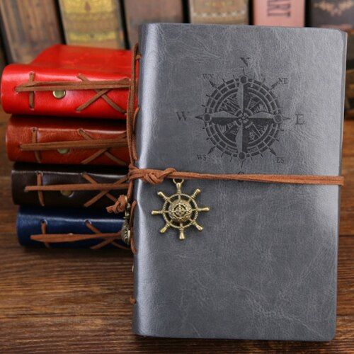 A6/B5/A5 Spiral Notebook Diary Notepad Vintage Pirate Anchors PU Leather Note Book Replaceable Stationery Gift Traveler Journal(null)