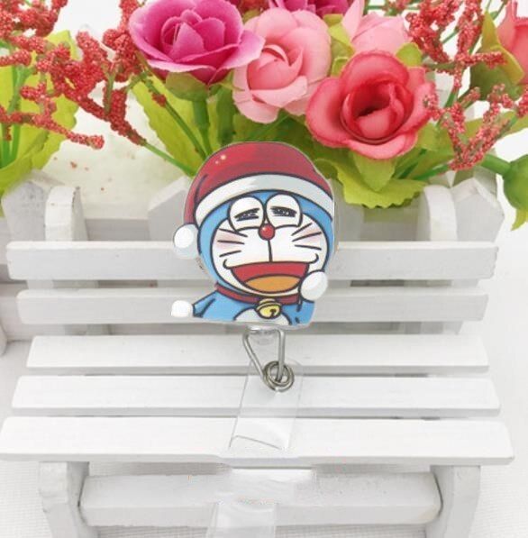1pc Cute Santa Claus Retractable Badge Reel Students Nurse Exhibition Pull  ID Name Card Badge Holder School Supply