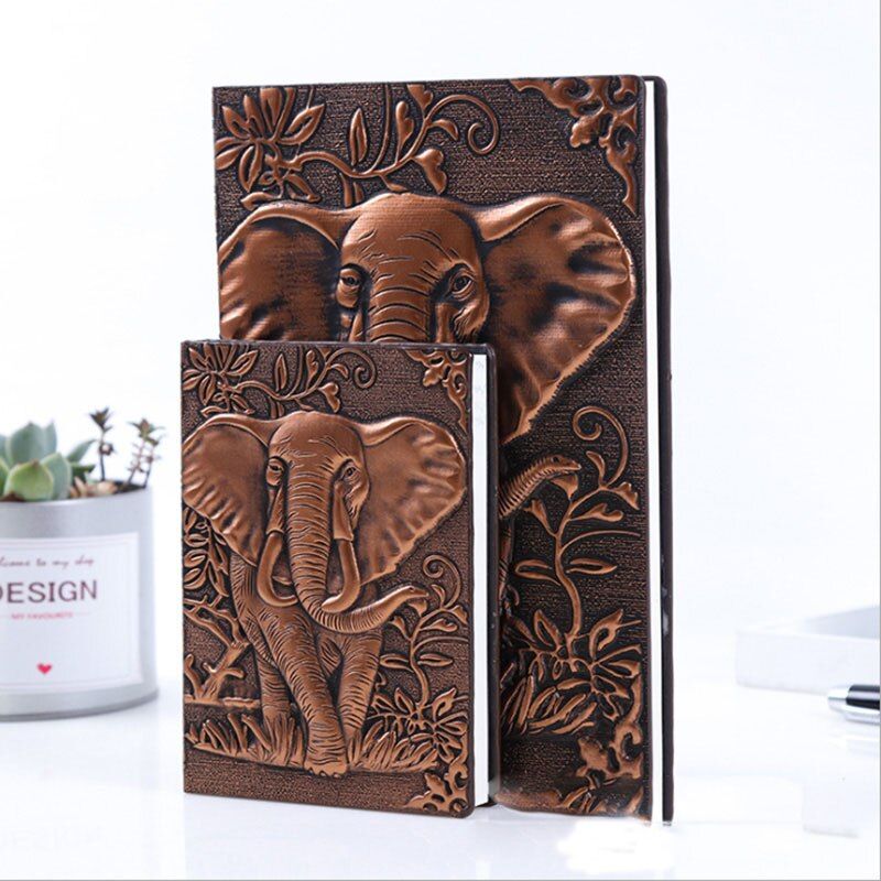 A5 A6 New European retro three-dimensional embossed Elephant notebook custom PU Notepad Travel diary book
