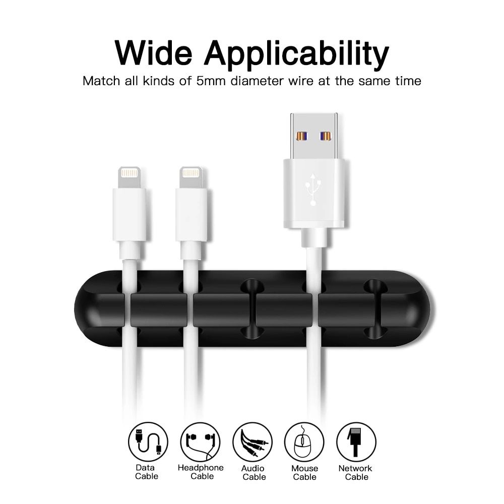 Cable Organizer Silicone USB Cable Winder Desktop Tidy Management Clips Cable Holder for Mouse Headphone Wire Organizer