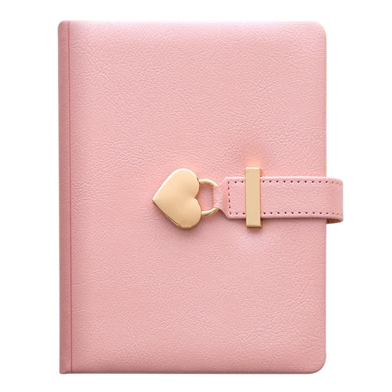 Heart Shaped Combination Lock Diary with Key Personal Organizers Secret Notebook Gift for Girls and Women(Pink)
