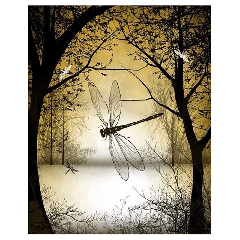 5D DIY Diamond Painting By Number Kits,DIY Diamond Painting Kit for Hone Wall Decoration Dragonfly 1 Pack