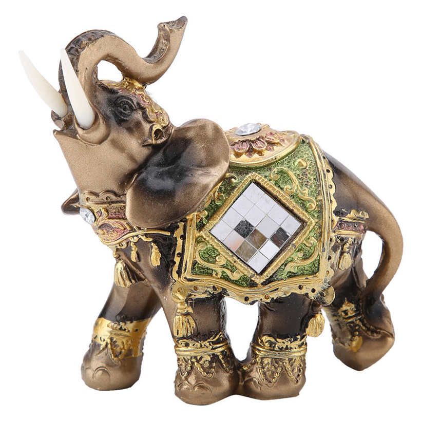 elephant statue green figurine resin for cafe office hotel home