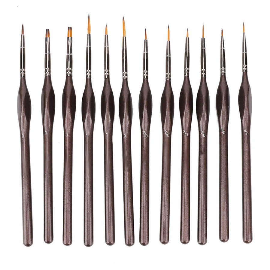 12PCS Professional Detail Paint Brush Set Fine Liner Brushes Art Painting Tools Kit with Storage Bag